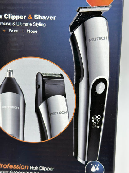 PRITECH Tondeuses à Cheveux pour Hommes, Tondeuse à Nez, Micro Rasoirs 3 en 1 Kit de Soins pour Hommes sans Fil et Rechargeable, Tondeuse à Cheveux Électrique avec Écran LED et Tête de Coupe T, IPX6