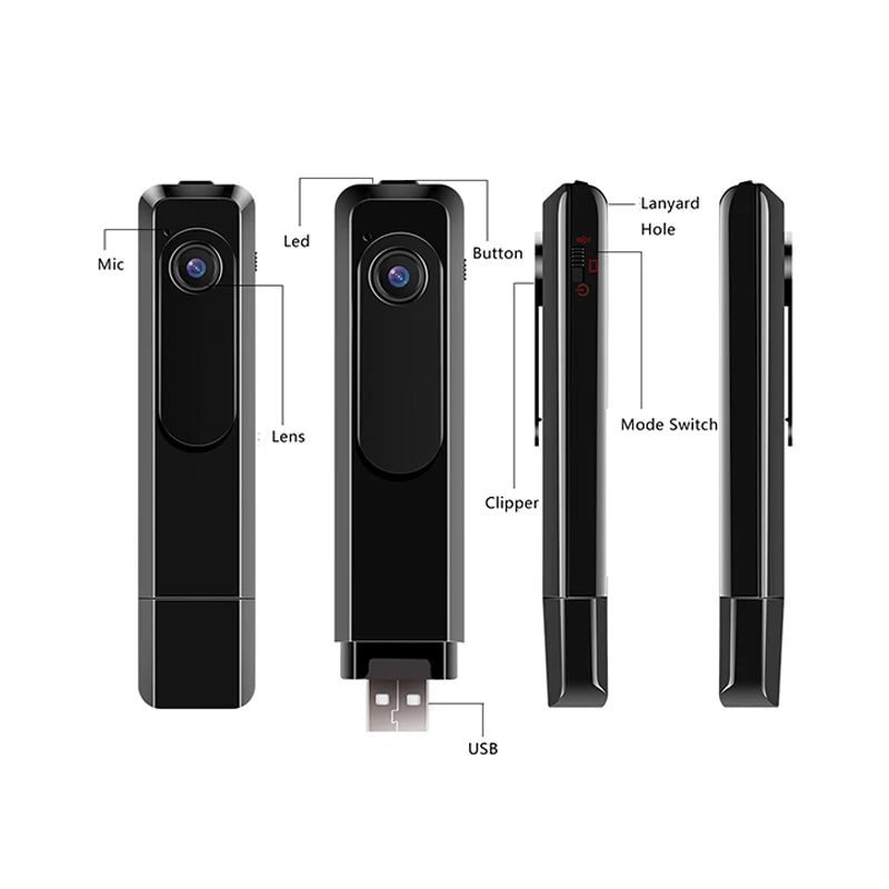 Wearable Mini Camera 1080P Small Audio Voice Recorder Portable Digital Video Sound Recording Pen USB Disk Dictaphone Micro Cam