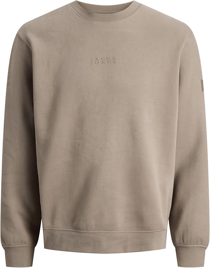 JACK & JONES Jcopoint Sweat Badge Crew Neck BF col Rond, Desert Taupe, M Homme