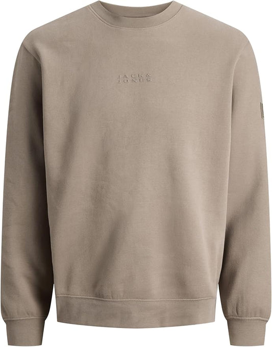 JACK & JONES Jcopoint Sweat Badge Crew Neck BF col Rond, Desert Taupe, M Homme