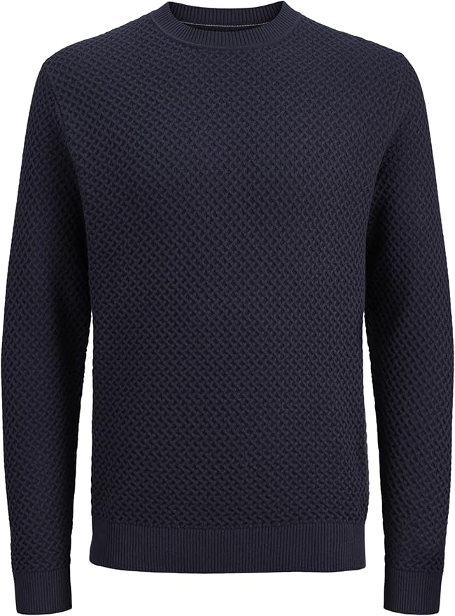 JACK & JONES Jprblubarkley Knit Crew Neck Ch, Bleu Nuit, M Homme