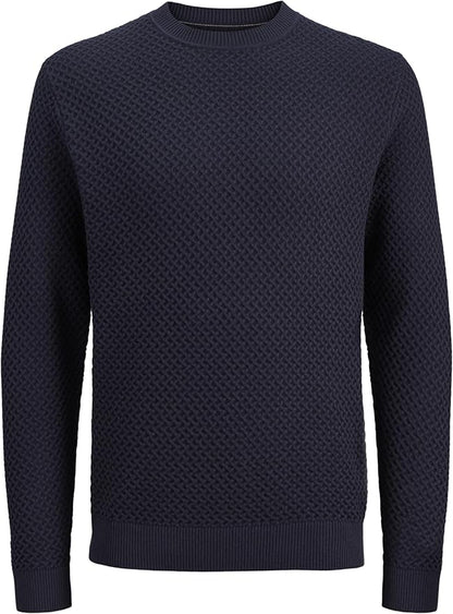 JACK & JONES Jprblubarkley Knit Crew Neck Ch, Bleu Nuit, M Homme