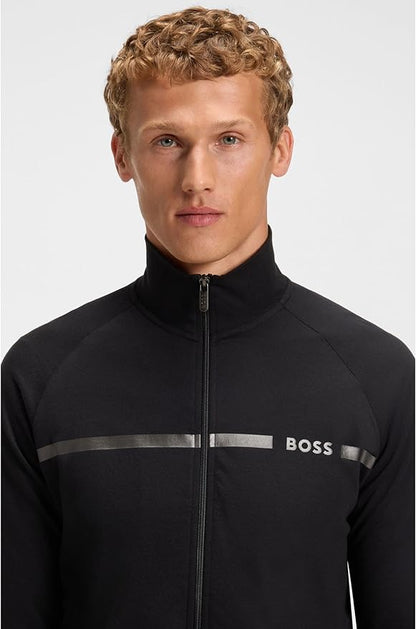 BOSS Hommes Authentic Jacket Z Veste en molleton de coton à rayure et logo