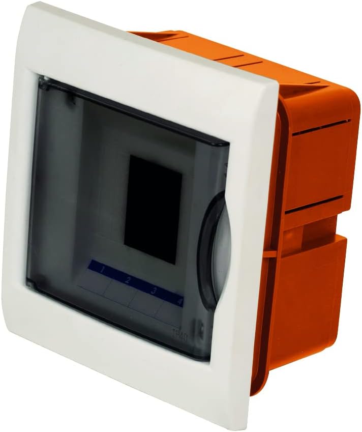 Electraline Coffret Encastrable avec Porte, 4 Modules, Jaune/Blanc