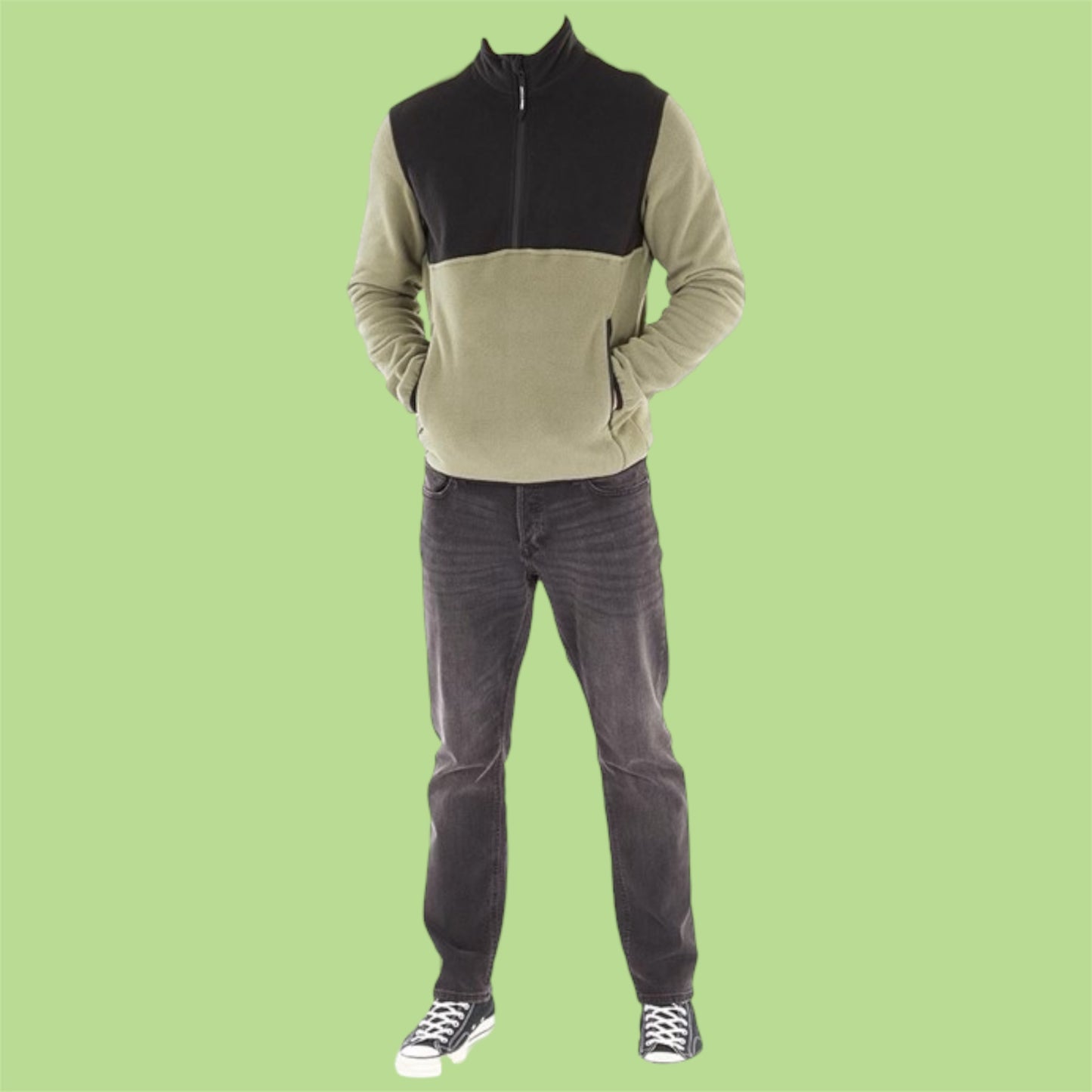 JACK & JONES
Sweat à Capuche mi-zip Homme Flame, olive poussière