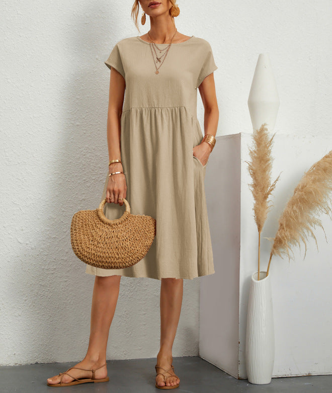 Robe "Everyday-Pocket" – Coupe A-Line, Col Rond & Confort Absolu
