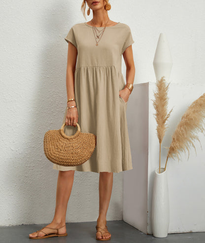 Robe "Everyday-Pocket" – Coupe A-Line, Col Rond & Confort Absolu