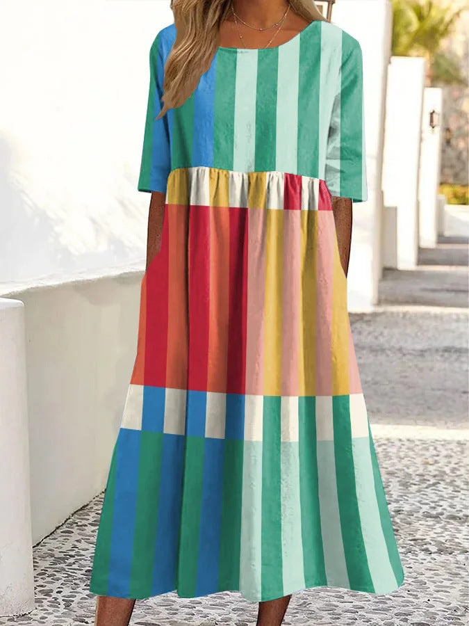 Robe ample décontractée pour femmes Retro Ocean Art Printemps