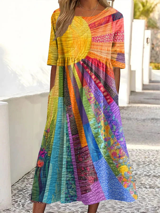 Robe ample décontractée pour femmes Retro Ocean Art Printemps