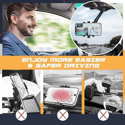 Support "Drive-View" – Support Téléphone Rétroviseur Rotatif 360° & Rétractable