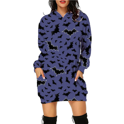 Robe-Sweat "Spooky-Vibe" – Sweat à Capuche Long Imprimé Halloween avec Poches