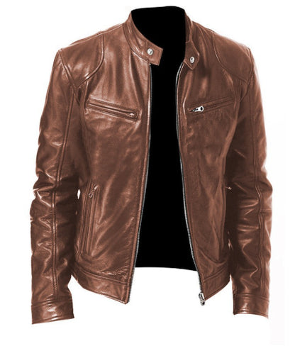 Veste "Urban Rider" en Cuir PU – Col Montant & Coupe Ajustée