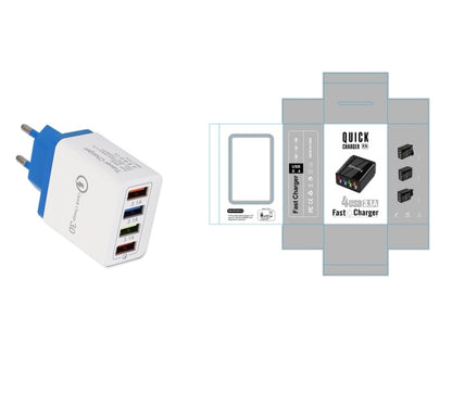 Chargeur USB Charge rapide 3.0 4 Adaptateur de téléphone pour tablette Chargeur mobile mural portable