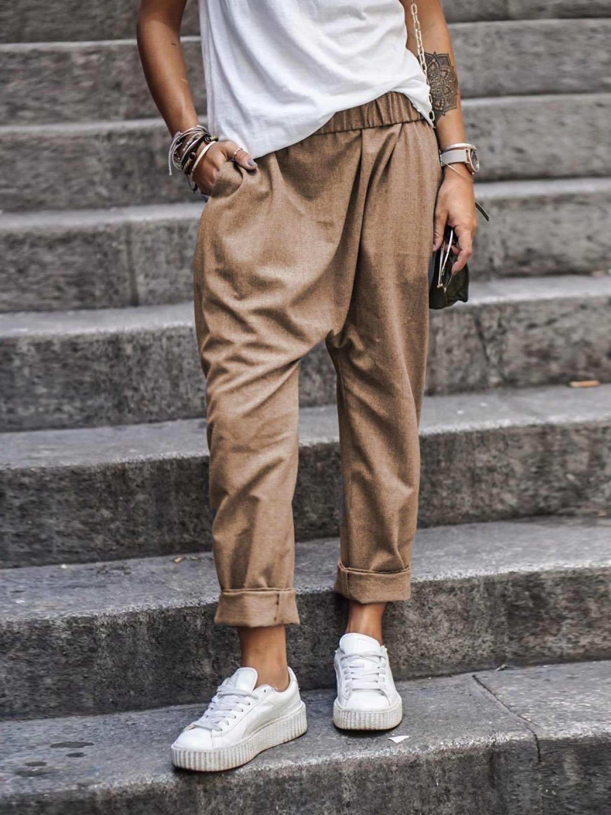 Pantalon "Comfy-Chic" à Taille Élastique – Coupe Droite & Matière Fluide