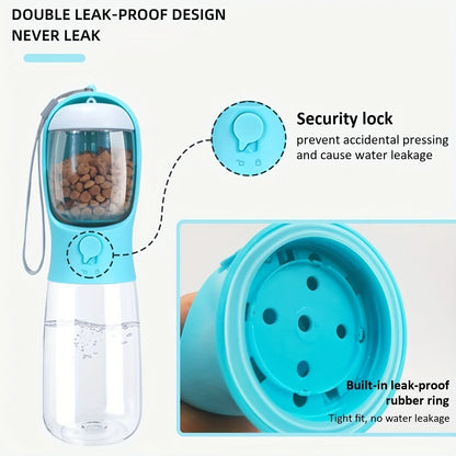 Bouteille d'eau portable pour chien et chat avec rangement, contenant de nourriture et d'eau pour chiots, mangeoire pour animaux de compagnie, bol de voyage en plein air, bols à boire pour animaux de compagnie