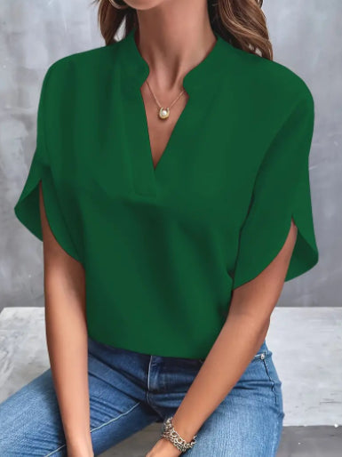 Blouse "Silk-Mist" en Mousseline – Col en V & Coupe Fluide Élégante