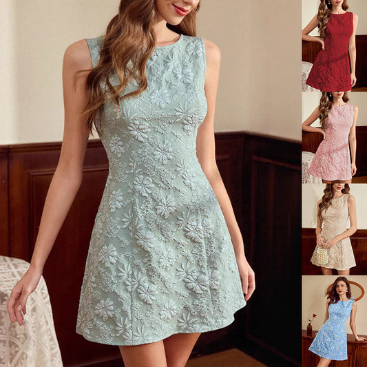 Robe "Lumière de Provence" – Jacquard Floral, Coupe Minimaliste & Style Français