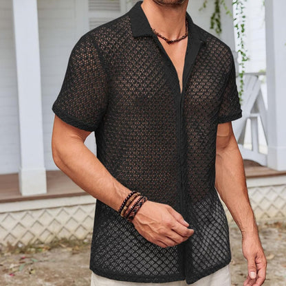 Chemise "Aero-Mesh" – Maille Texturée, Coupe Relax & Style Riviera
