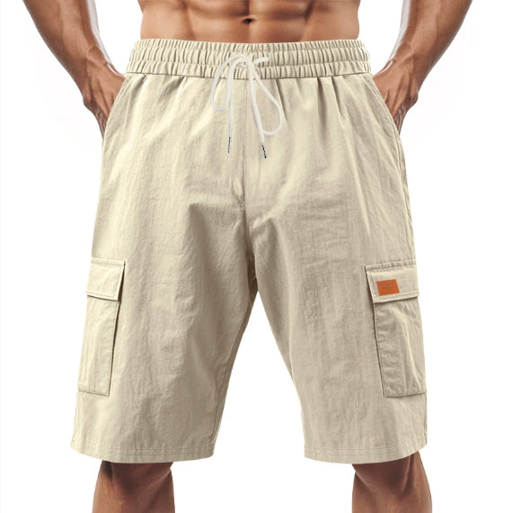 Short Cargo "Horizon-Lin" – Taille Élastique, Cordon de Serrage & Poches Latérales