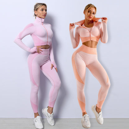 Ensemble Yoga "Triple-Flex" 3 Pièces – Brassière, Crop Top & Leggings Haute Performance