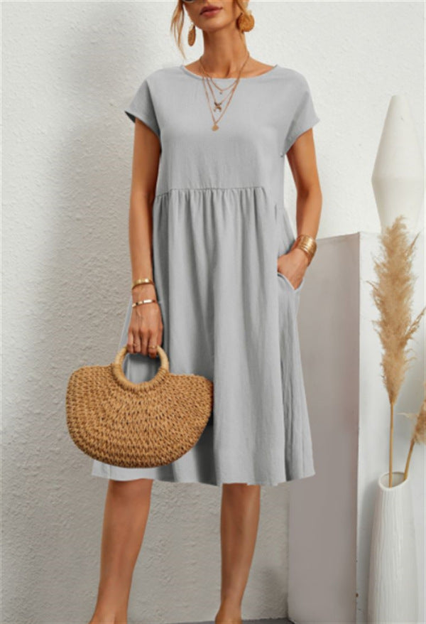 Robe "Everyday-Pocket" – Coupe A-Line, Col Rond & Confort Absolu