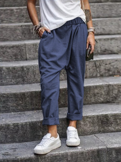 Pantalon "Comfy-Chic" à Taille Élastique – Coupe Droite & Matière Fluide