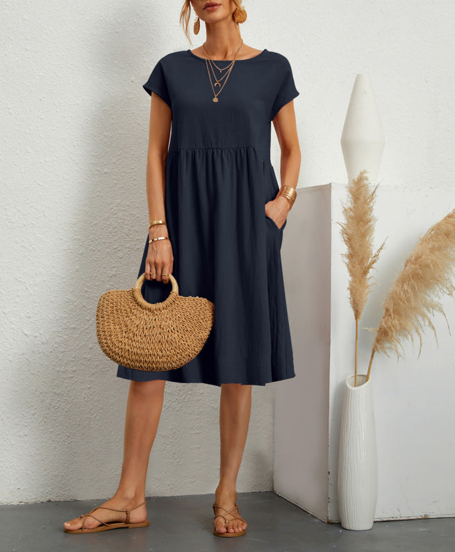 Robe "Everyday-Pocket" – Coupe A-Line, Col Rond & Confort Absolu