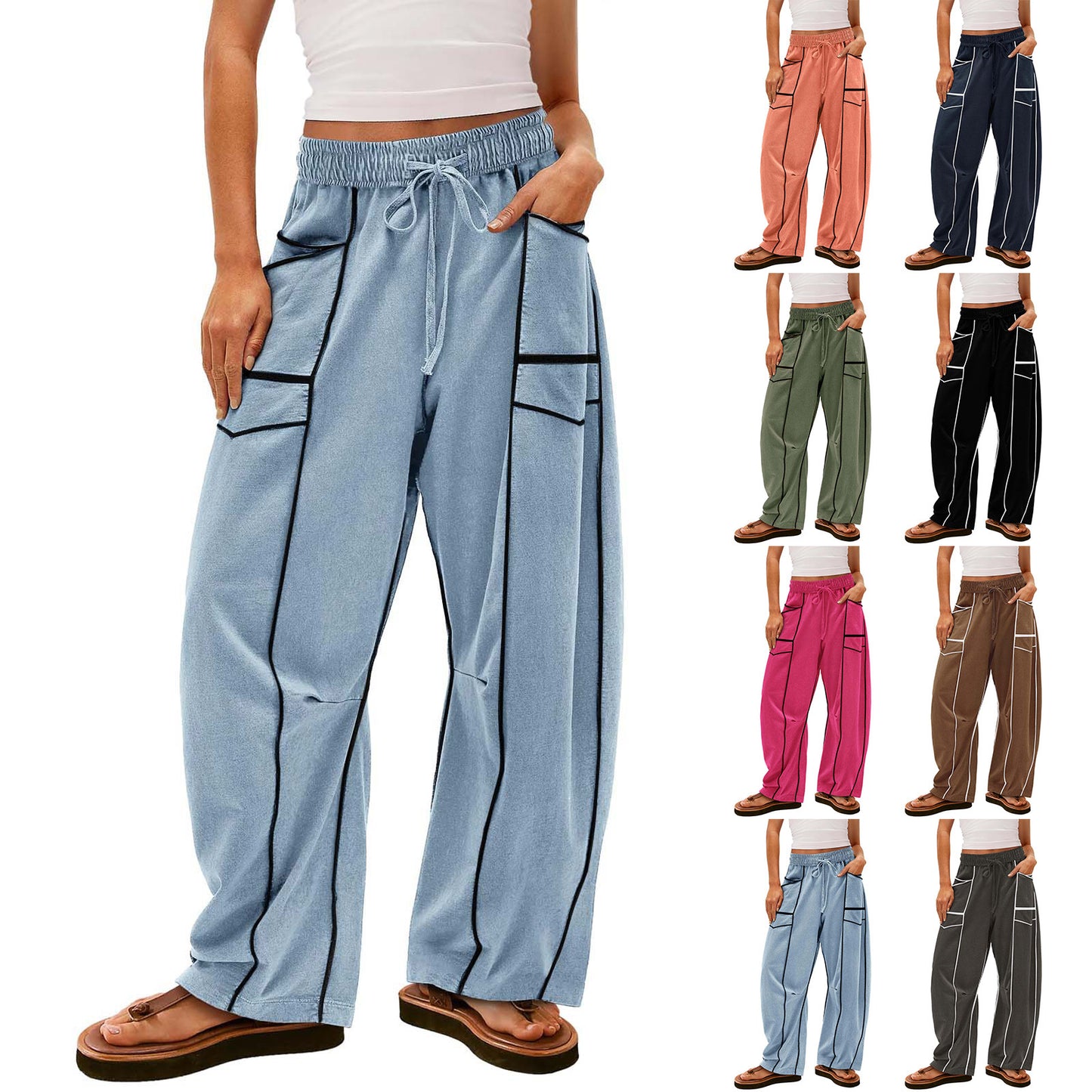 Pantalon Cargo Graphique "Aura" – Coupe Large & Détails Contrastés