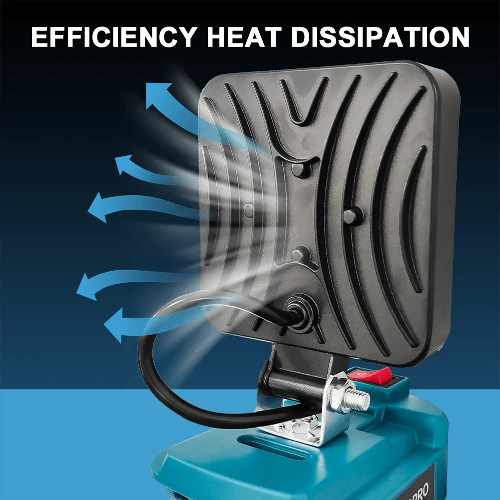 Lampe portable de travail LED sans fil pour chantier, projecteur Lampe de poche compatible avec batteries Makita 18v (pas de batterie)