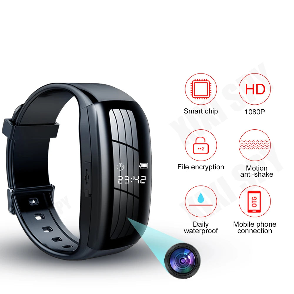 Mini caméra montre enregistreur vidéo vocal 1080P HD DV Bracelet numérique professionnel dictaphone son petit micro pour la maison sécurisée