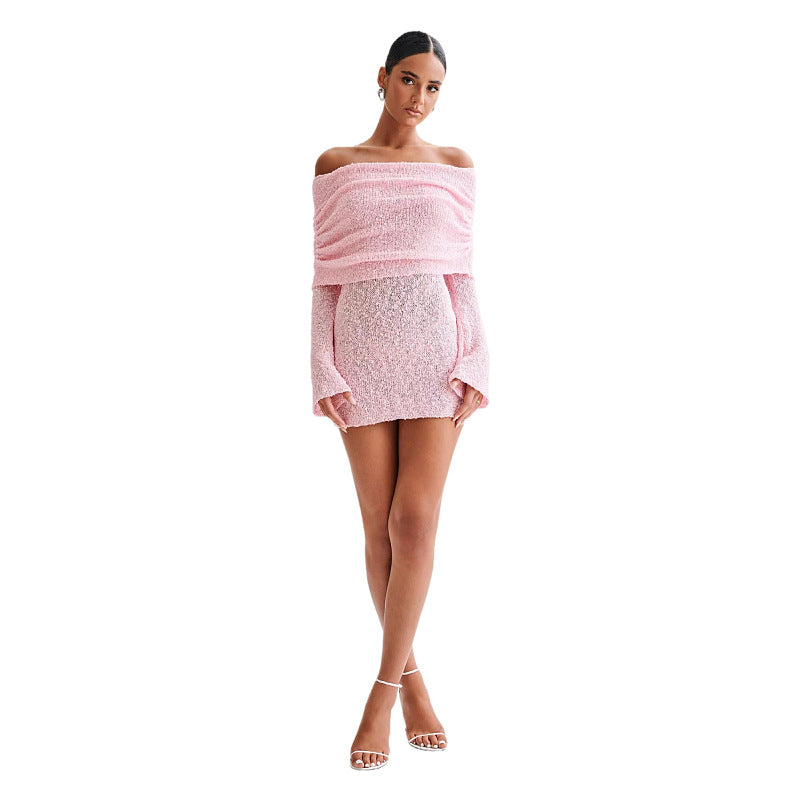 Robe "Saphir" en Maille Ajourée – Style Crochet & Coupe Évasée