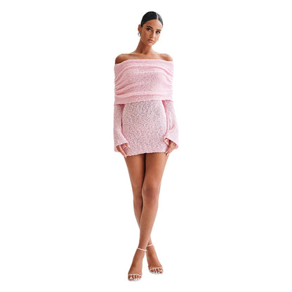 Robe "Saphir" en Maille Ajourée – Style Crochet & Coupe Évasée