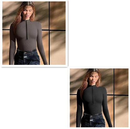 Combinaison "Elite-Contour" – Manches Longues, Zip Frontal & Gainage Intégral Sans Couture