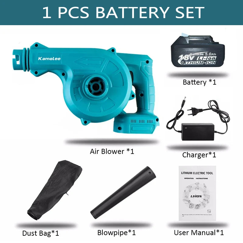 Souffleur/Aspirateur électrique sans fil 18V 20000rpm 2 en 1 et dépoussiéreur compatible avec batterie Makita 18V