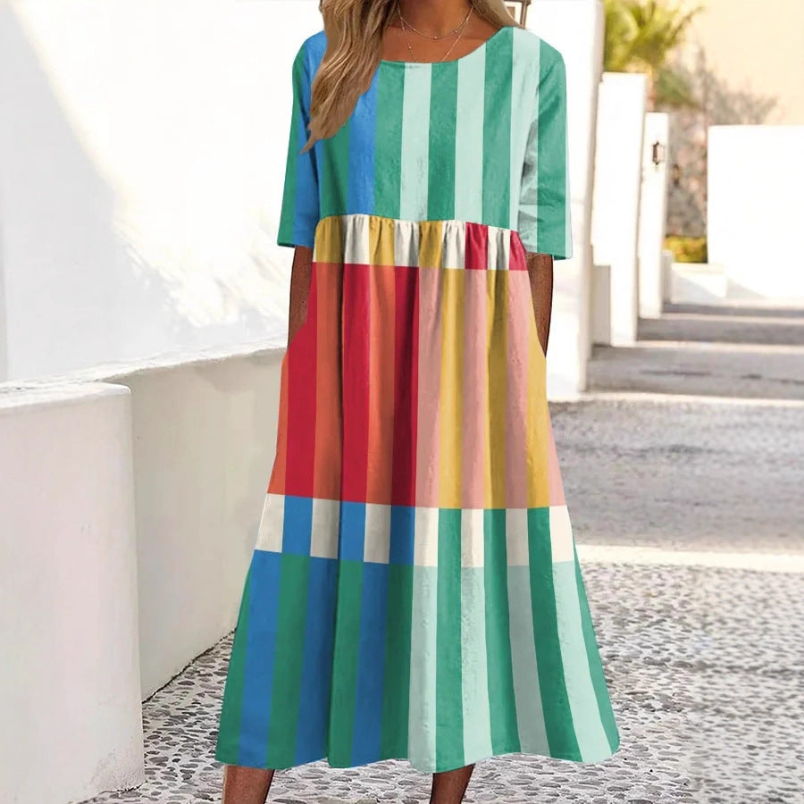 Robe ample décontractée pour femmes Retro Ocean Art Printemps