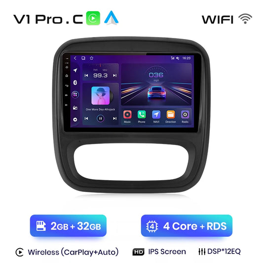 Autoradio AI Voix sans fil CarPlay Android Auto Radio Pour Renault Trafic 2015 - 2019 4G Car Multimedia GPS 2din autoradio