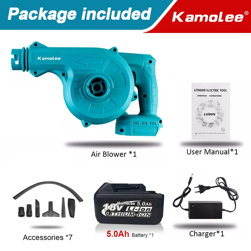 Souffleur/Aspirateur électrique sans fil 18V 20000rpm 2 en 1 et dépoussiéreur compatible avec batterie Makita 18V
