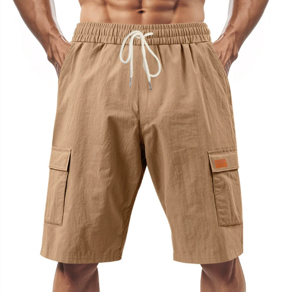 Short Cargo "Horizon-Lin" – Taille Élastique, Cordon de Serrage & Poches Latérales