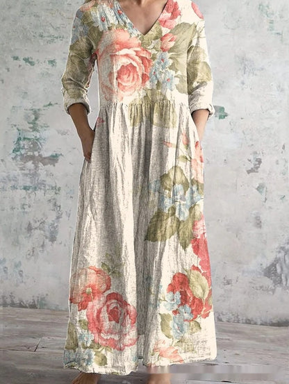 Robe de Saison à Motifs Floraux et Relief 3D