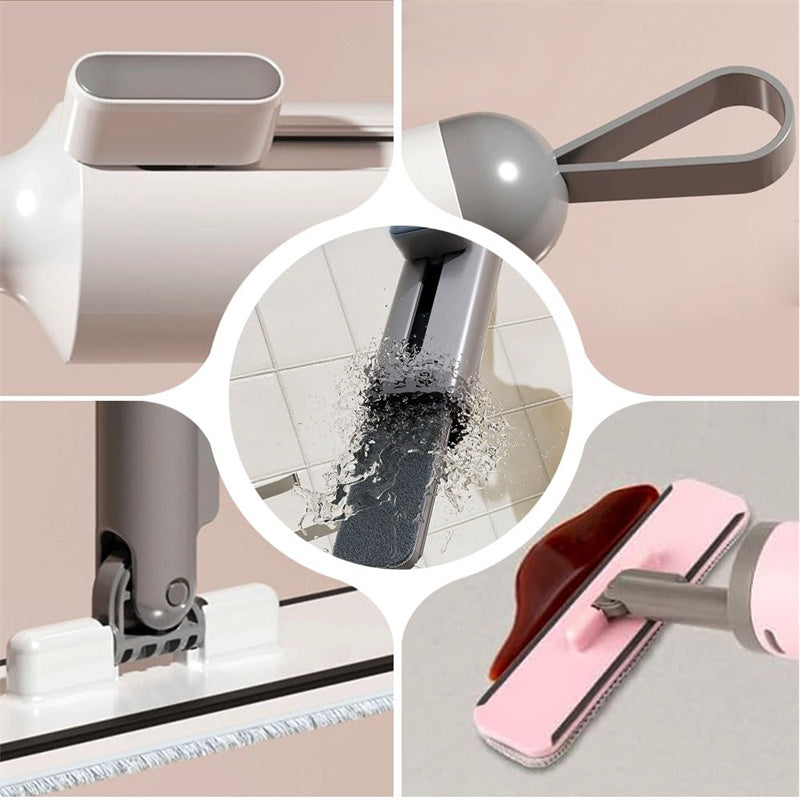 Mini serpserpilliè Auto-Pressible Rotative Avec Brosse À Crevasse Sans Lavage À La Main Avec 2 Tampons En Microfibre Réutilisables