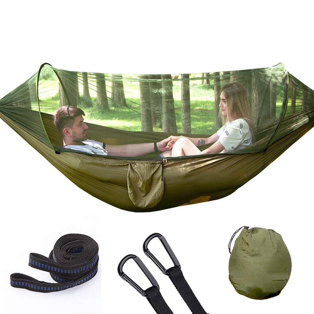 Hamac "Wild-Safe" – Ouverture Automatique & Moustiquaire Intégrée Haute Densité
