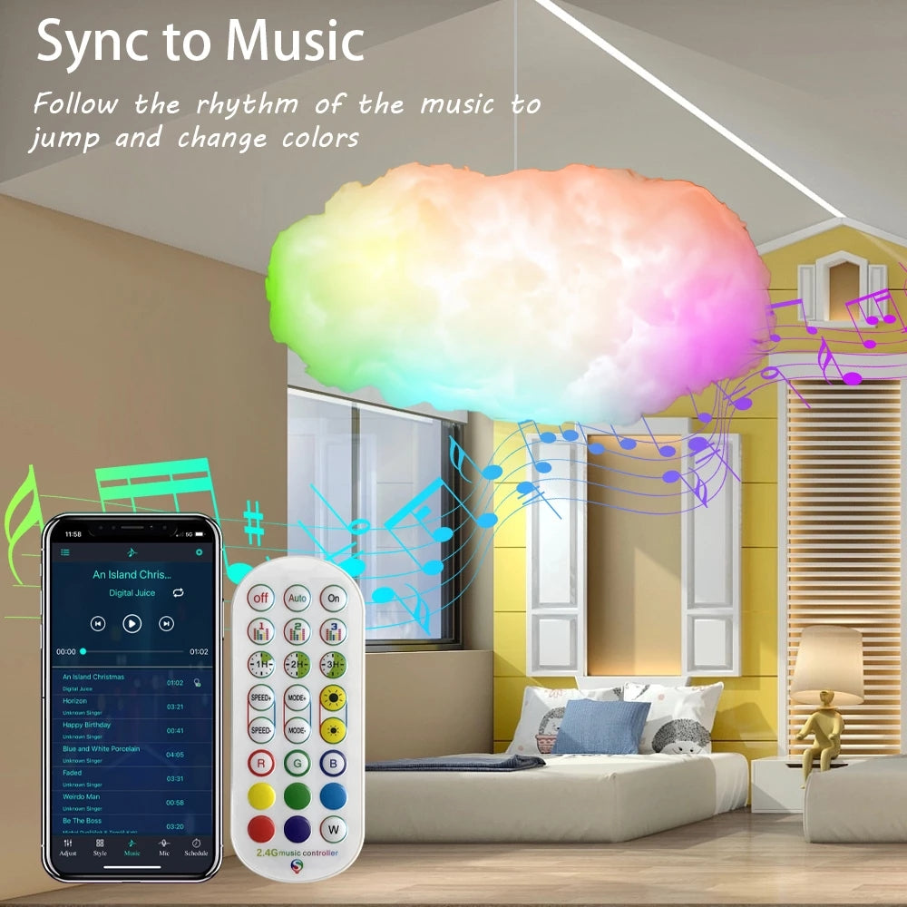 Nuage Connecté "Dream-Cloud" – Lampe 3D RGBIC, Contrôle App & Synchronisation Musicale