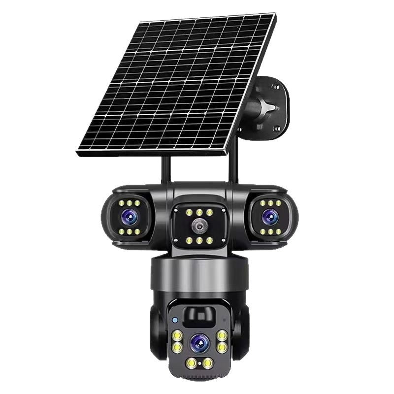 Caméra de surveillance solaire sans plug-in multi objectifs