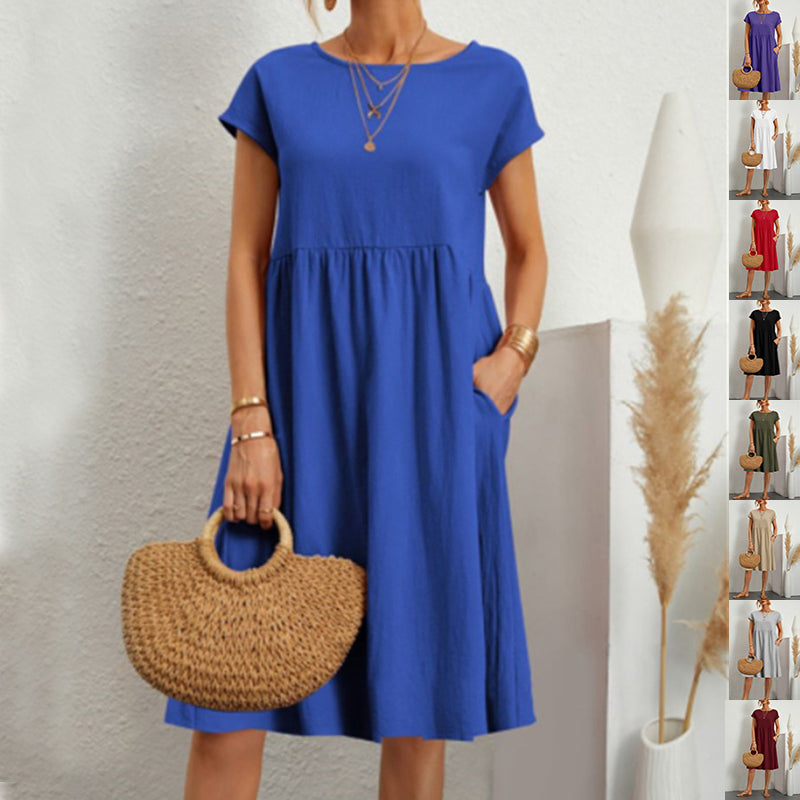 Robe "Everyday-Pocket" – Coupe A-Line, Col Rond & Confort Absolu