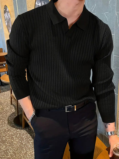 Polo "Waffle-Knit" – Maille Gaufrée Extensible & Coupe Slim Élégante