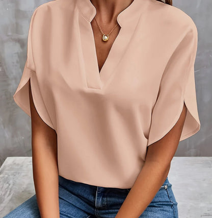 Blouse "Silk-Mist" en Mousseline – Col en V & Coupe Fluide Élégante