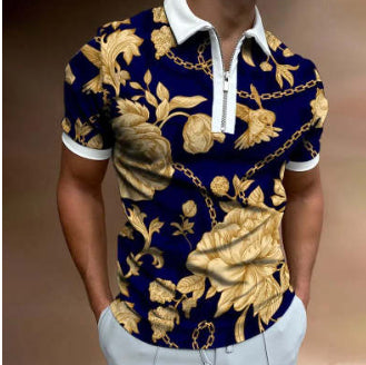 Polo "Club-Stripes" – T-shirt à Revers Imprimé & Maille Respirante