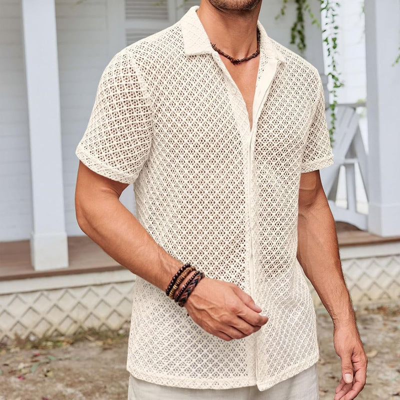 Chemise "Aero-Mesh" – Maille Texturée, Coupe Relax & Style Riviera