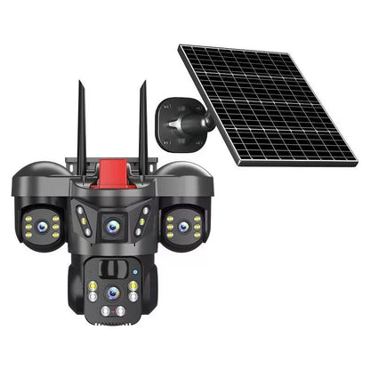 Caméra de surveillance solaire sans plug-in multi objectifs
