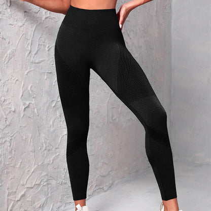 Pantalon de yoga sans couture à taille haute pour femmes Couleur unie à pois Rayé Imprimé
